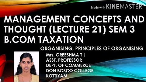 MANAGEMENT CONCEPTS & THOUGHT-LECTURE 2--MEANING,DEFINITION PRINCIPLES-ORGANISING B.COM TAX-SEM 3