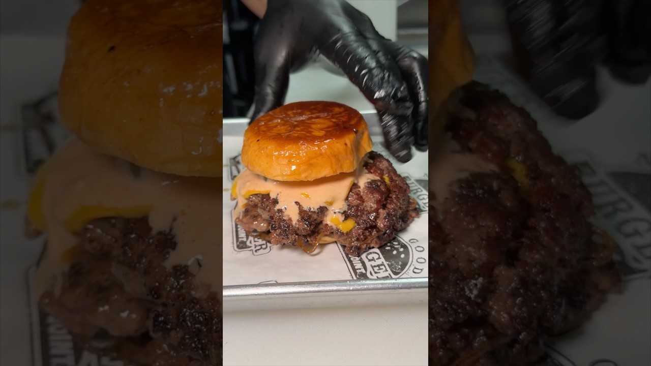 This butter-packed SMASH BURGER from No Good Burger Joint in Rockville Centre NY is 🔥! #DEVOURPOWER