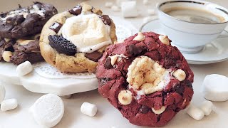 S`mores Cookies | 3 Flavors Chocolate Chip Cookies With Marshmallow | Red Velvet And Chocolate by Let's Stella 795,574 views 3 years ago 9 minutes, 5 seconds