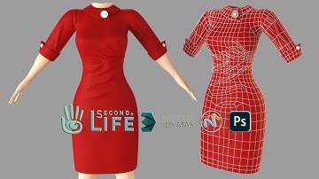Second Life Dress Modeling 3dsmax - modo Timelapse