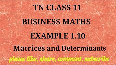 Tn 11business maths |example 1.10|state board |Matrices and Determinants |gmrrao maths|