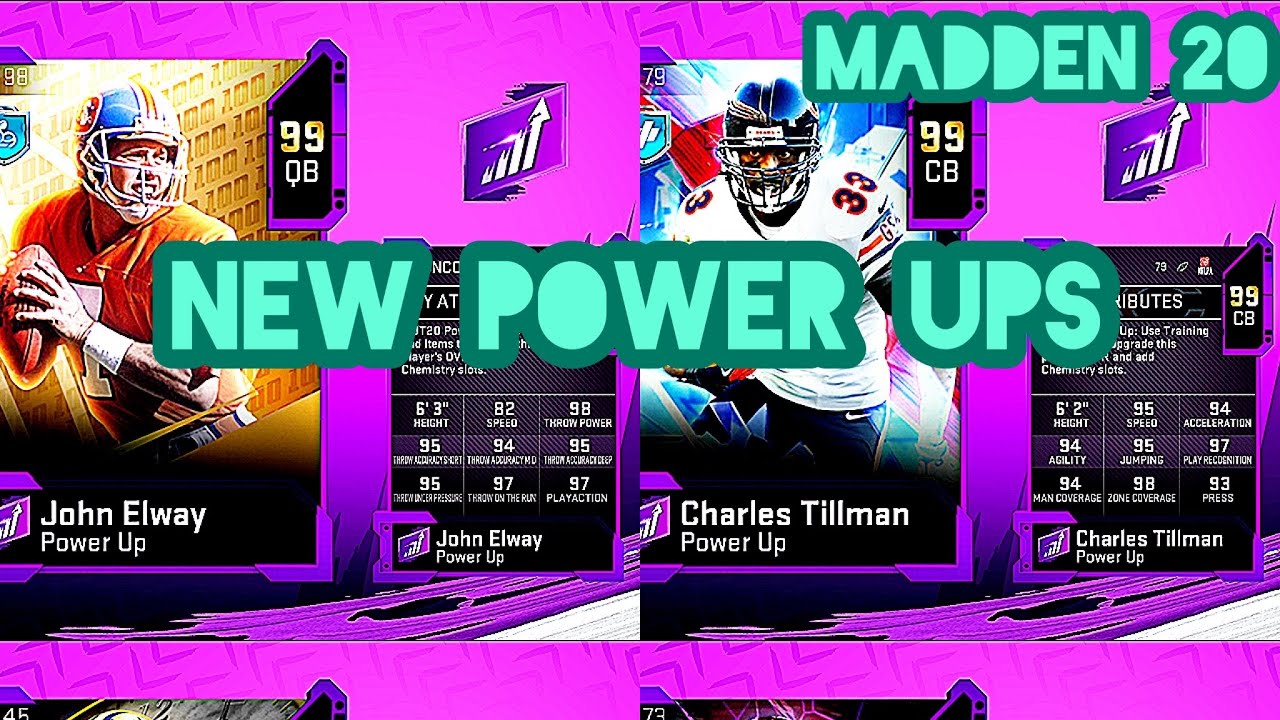 SIX NEW POWER UP EXPANSIONS MADDEN 20 PERFECT FOR THEME TEAMS | JOHN ELWAY | CHARLES TILLMAN & MORE!