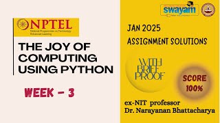 JOY OF COMPUTING USING PYTHON  Week 3 Solution Answers 2025 (January) #nptel #swayam #iit