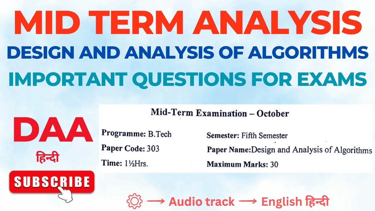 DAA Mid Term Paper Analysis & Important Questions for Exams | Design ...