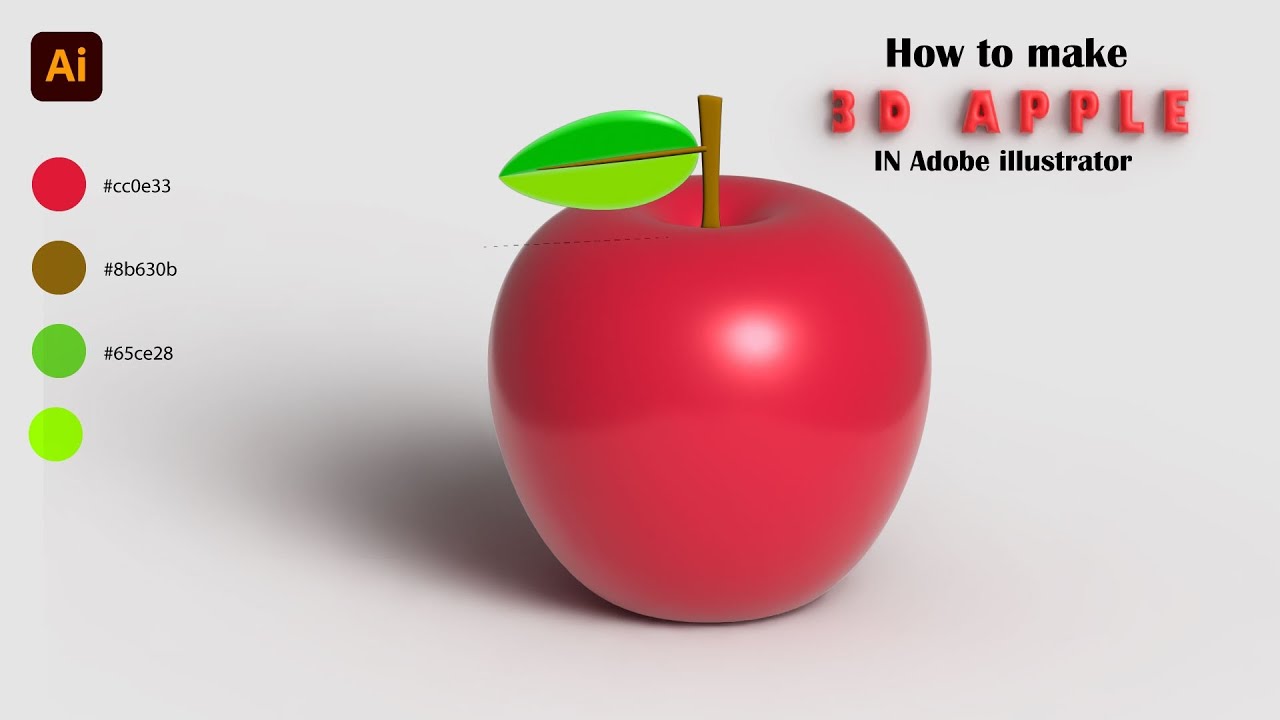 How to make 3D apple in illustrator. #3dillustration - YouTube