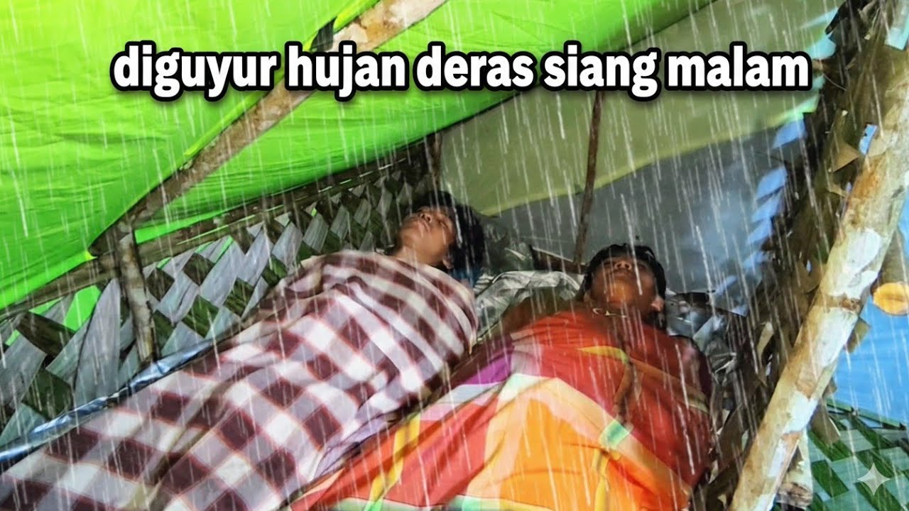 Mencekam !!! camping hujan deras siang malam di sertai petir ketakutan, relaxing rain sound