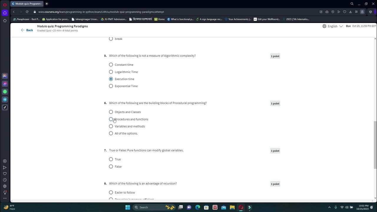Module quiz: Programming Paradigms Coursera | Programming in Python ...