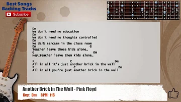 🎸 Another Brick In The Wall - Pink Floyd Guitar Backing Track with Vocals and scale, chords / lyrics