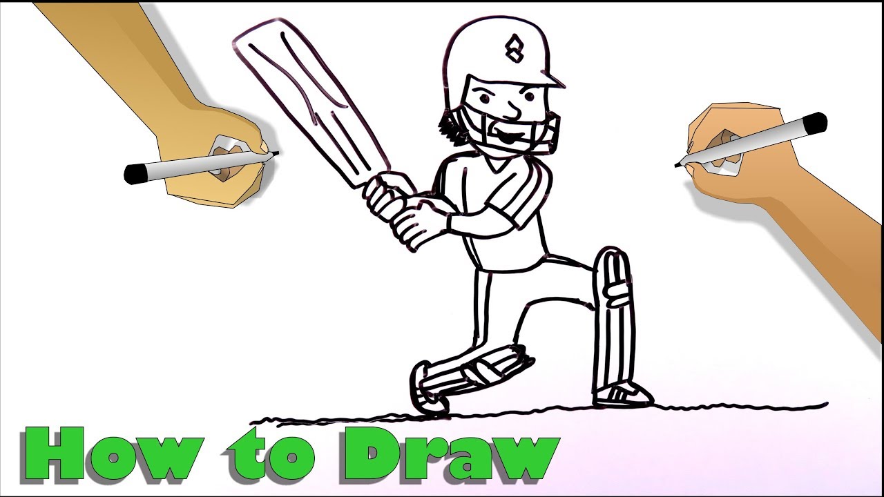 How To Draw A Cricket Player Easy Youtube