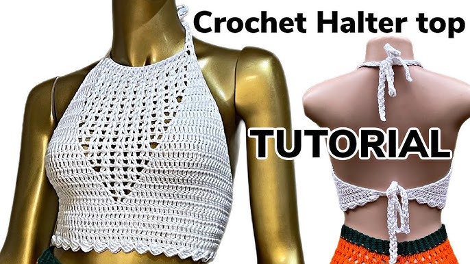 CROCHET PATTERN PAPER COPY FESTIVAL RAINBOW HALTER NECK CROP TOP BRALETTE  110