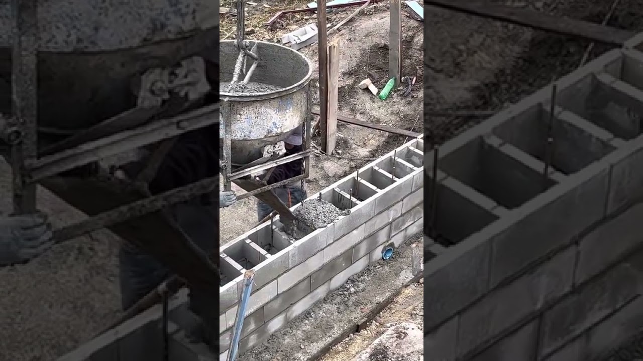 Заливка фундаменту з блоків незйомної опалубки