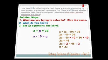 Algebra - Solving Systems of Equations - Part 2: 8th grade