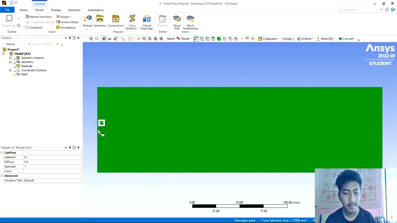 Two-dimensional laminar flow between two parallel plates using ANSYS Fluent