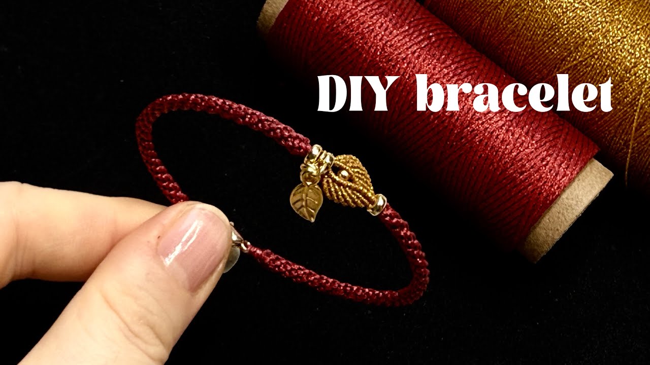 【编绳教程】金叶子红手绳腕饰·步骤清晰，超级简单的编法，赶紧跟着视频一起DIY吧