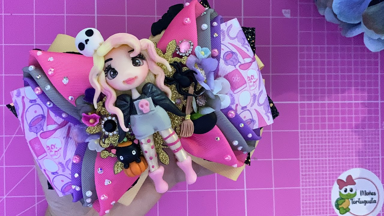 Moño 🎀 con listones de 7.5 cm moño Halloween