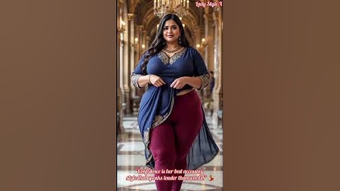 Elegant Plus Size Fashion | Navy Blue Kurti & Maroon Leggings Look | Lady Style X