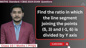 Find the ratio in which the line segment joining the points (5, 3) and (-1, 6) is divided by Y axis