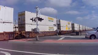 BNSF 7604 Westbound Leads Mainly J.B. Hunt Containers Thru Riverside, CA USA 2/28/2019