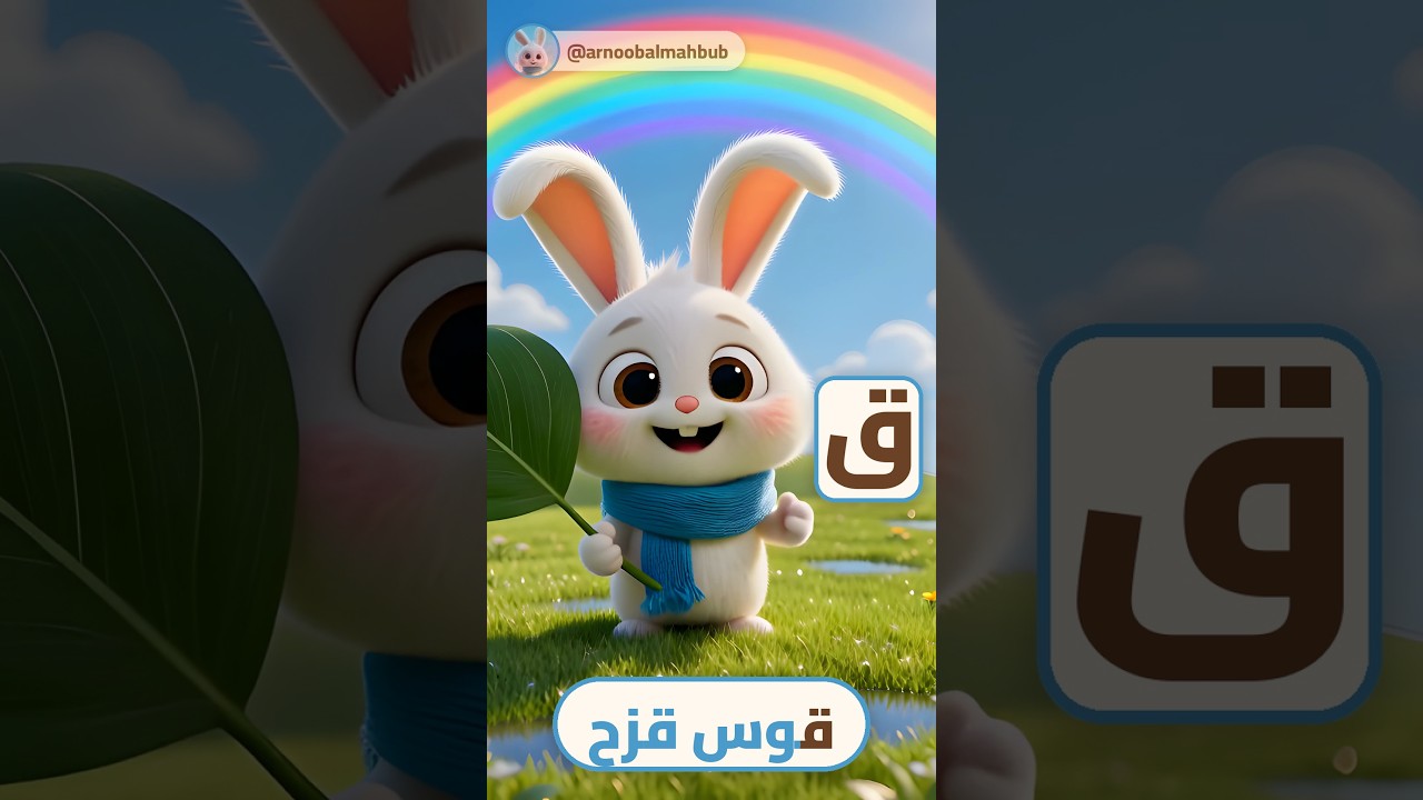 حرف القاف مع أرنوب 🐰🌈 قَوْسُ قُزَح | Arabic Letter Qaaf for Kids #تعليم_الأطفال #muslimkids