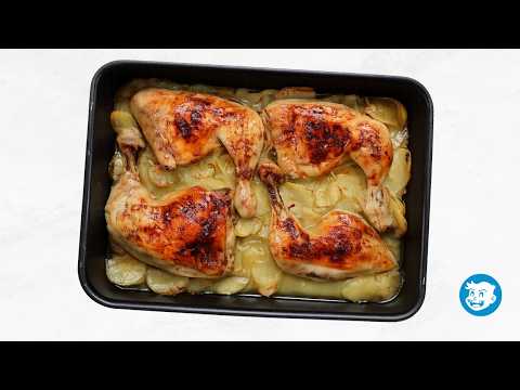 Roast Chicken with Baked Potatoes | Crispy and Juicy Traditional Recipe