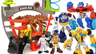 Transformers Rescue Bots! Destroy the laboratory that makes the dinosaurs grow! | DuDuPopTOY