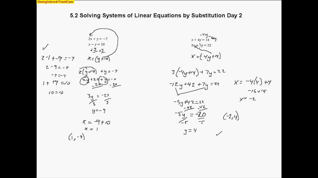 5 2 Solving Systems of Linear Equations by Substitution Day 2 - YouTube