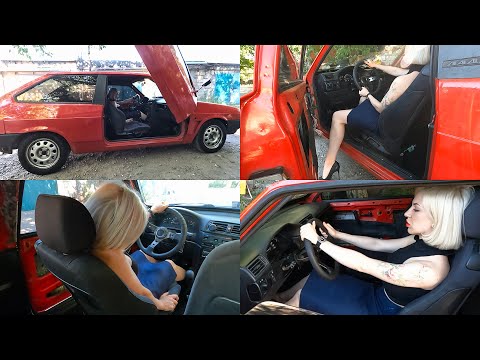 Katya brutally revving Lada 2108