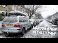 HEAVY SNOWFALL LONDON STEALTH CAR CAMPING
