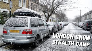 HEAVY SNOWFALL LONDON STEALTH CAR CAMPING