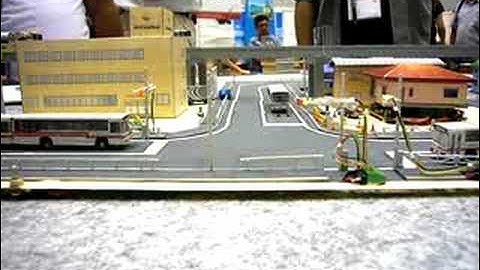 N-scale Faller car system at an intersection