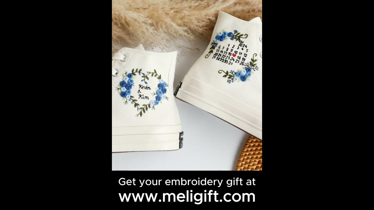 Embroidered Pet Bridal Vans, Custom Embroidered Wedding Shoes 