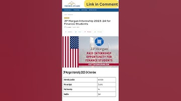 JP Morgan Internship 2023-24 for Finance Students #shorts