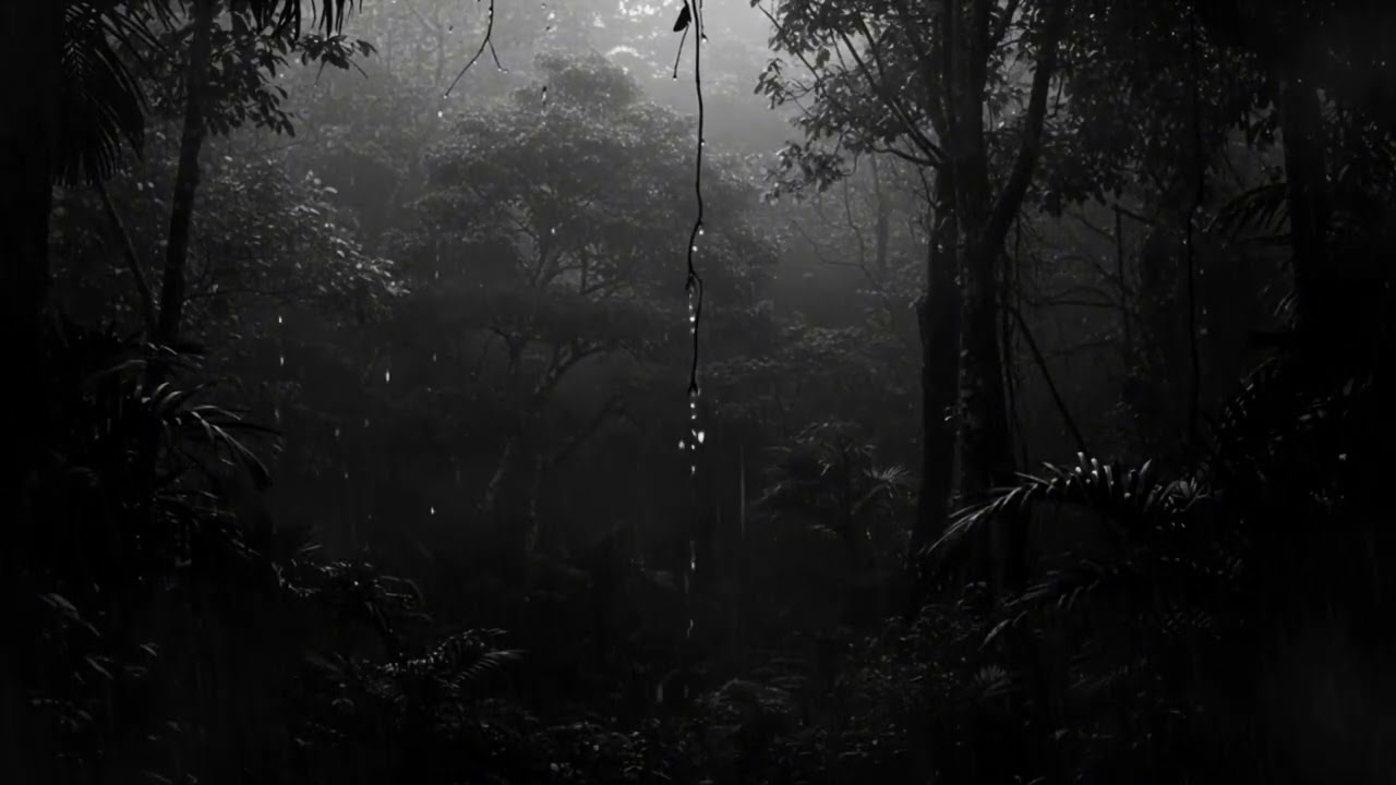 Heavy Rainfall in Jungle for Sleeping – Black Screen 8 Hour Sound for Night Relaxation