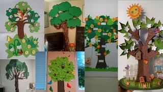 Classroom decoration ideas with paper tree/Classroom paper tree Decoration ideas/reading corner idea
