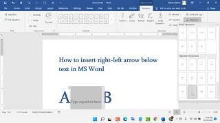 How to insert right left arrow below text in MS Word