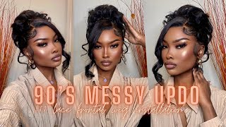 Viral 90’s Messy Updo Hairstyle! 360 Full Lace Wig Install ft Unice Hair screenshot 3