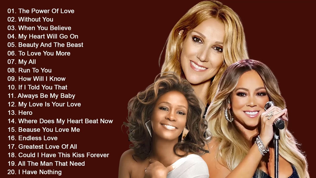 Mariah Carey, Celine Dion, Whitney Houston Greatest Hits playlist - Best Songs of World Divas NO ADS