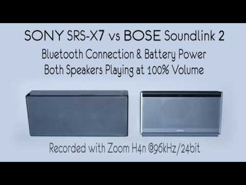 SONY SRS-X7 vs BOSE Soundlink 2 Portable Bluetooth Speaker Sound Comparison 100% Volume