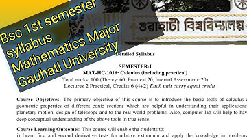 Bsc 1st Semester Syllabus |Gauhati University |Mathematics major