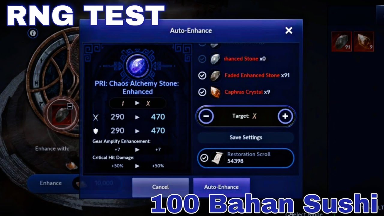 Set Rng Ali 2 RNG TEST - Enhance to PRI II Sushi With 100 Alchemy Stone - Black ...
