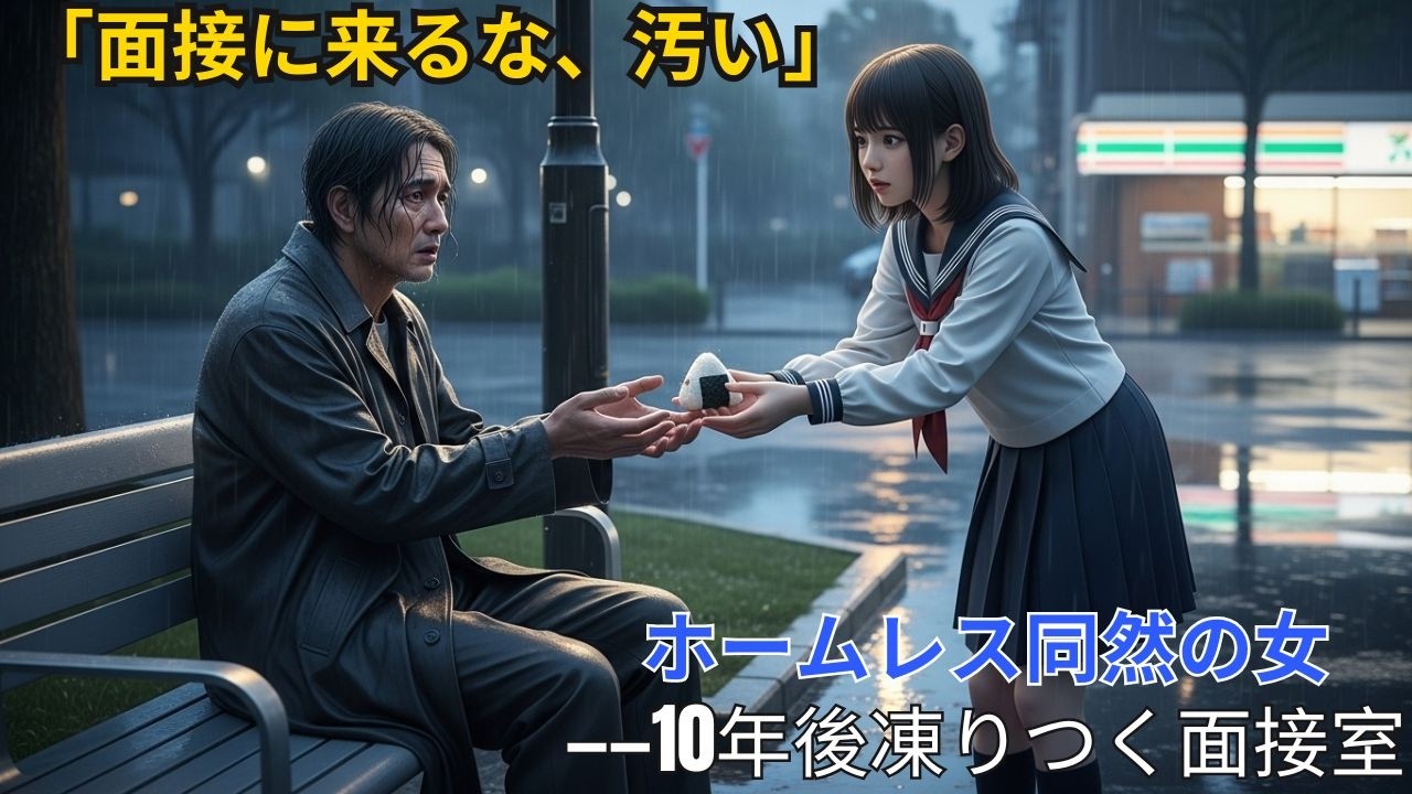会社をクビになり家庭崩壊しホームレスになった空腹の俺に毎日おにぎりをくれたギャル女子高生→10年後、社長になった俺の前に現れた彼女の現在に言葉を失う【感動する話】