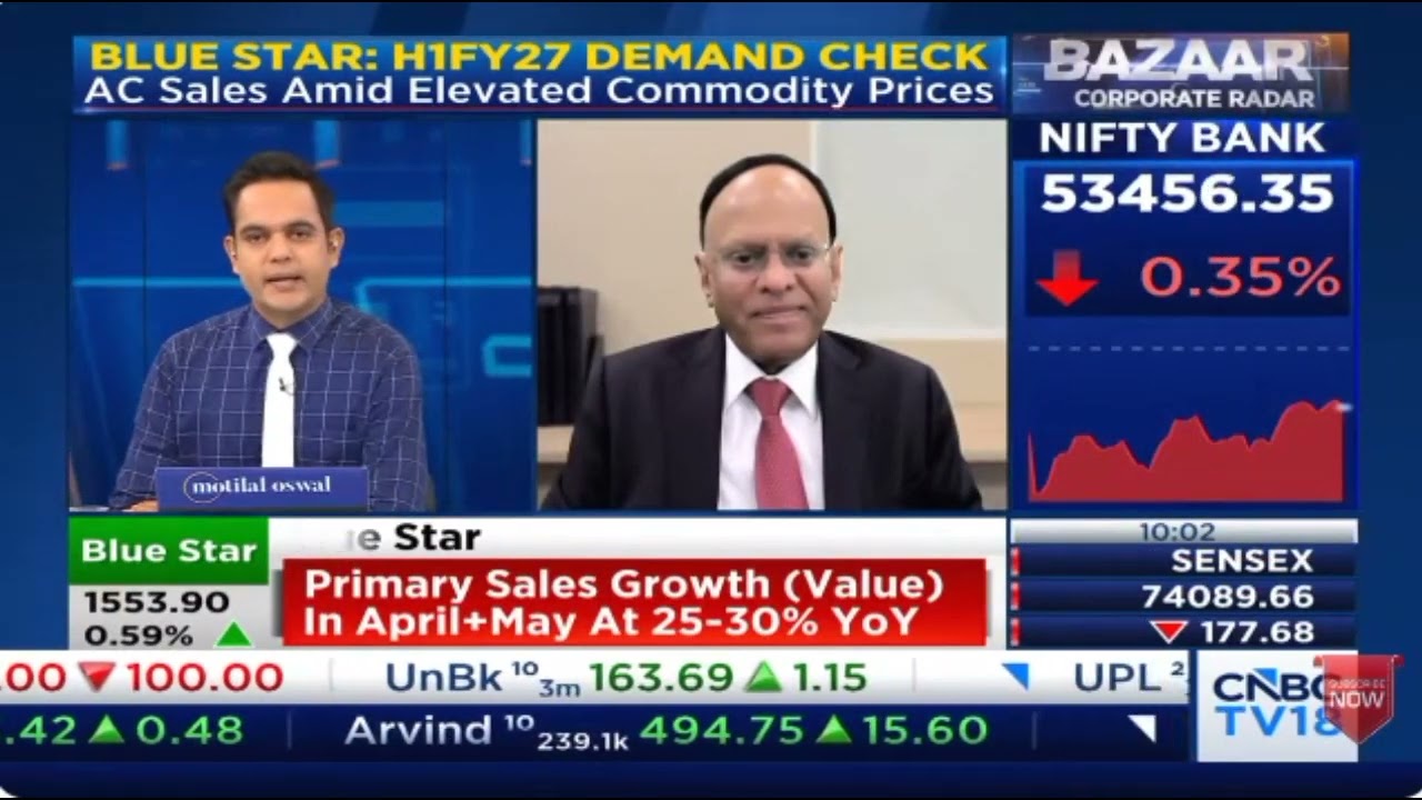 Mr B Thiagarajan - MD, Blue Star - CNBC TV18 - Business and Market Outlook