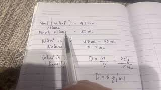 Solving for volume and density using water displacement method