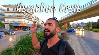 Heraklion Crete, Leof Knossos, walking tour 4k, Greece 2022