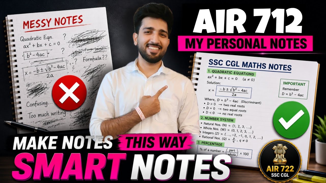 STOP Making Notes Like This | Smart Notes for SSC CGL (AIR 712) - YouTube