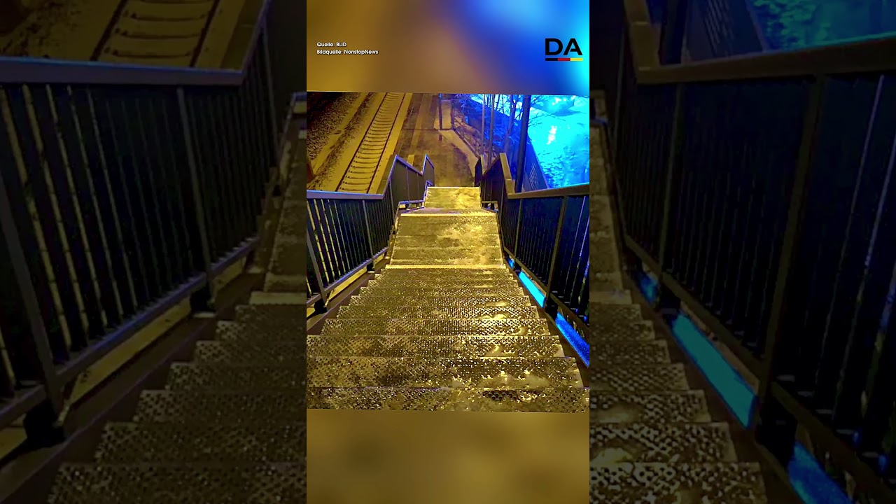 Buschow Bahnhof: 27-Jähriger stürzt 20 Stufen eisglatte Treppe hinunter – Lebensgefahr  