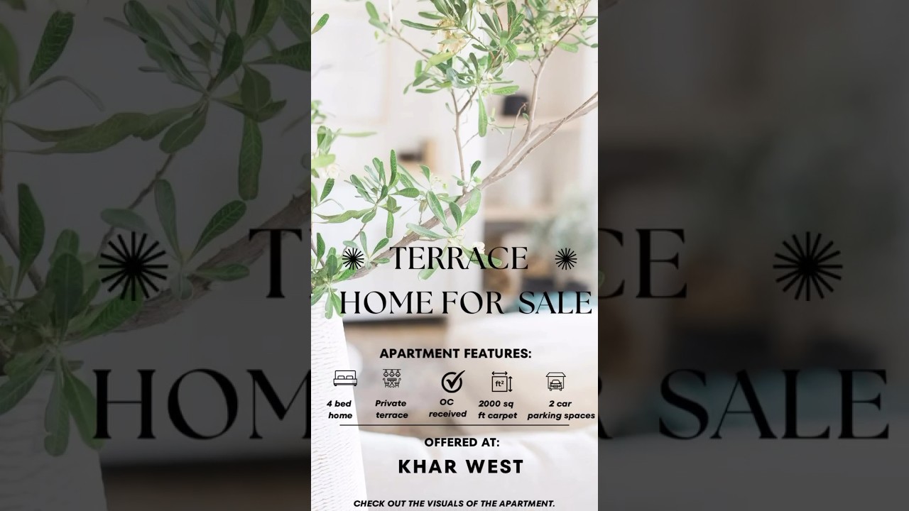 Spacious 4 bed with terrace for sale at Khar West. 