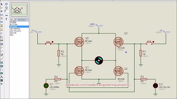 H-bridge Proteus Simulation using MOSFET IRFZ44 and BJT 2N3904 (DC MOTOR SPEED CONTROL)
