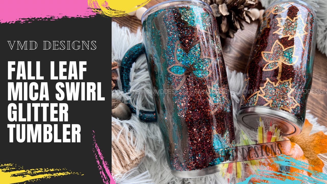 FALL LEAF MICA SWIRL DESIGN: Having some fun this week experimenting with micas and glitter