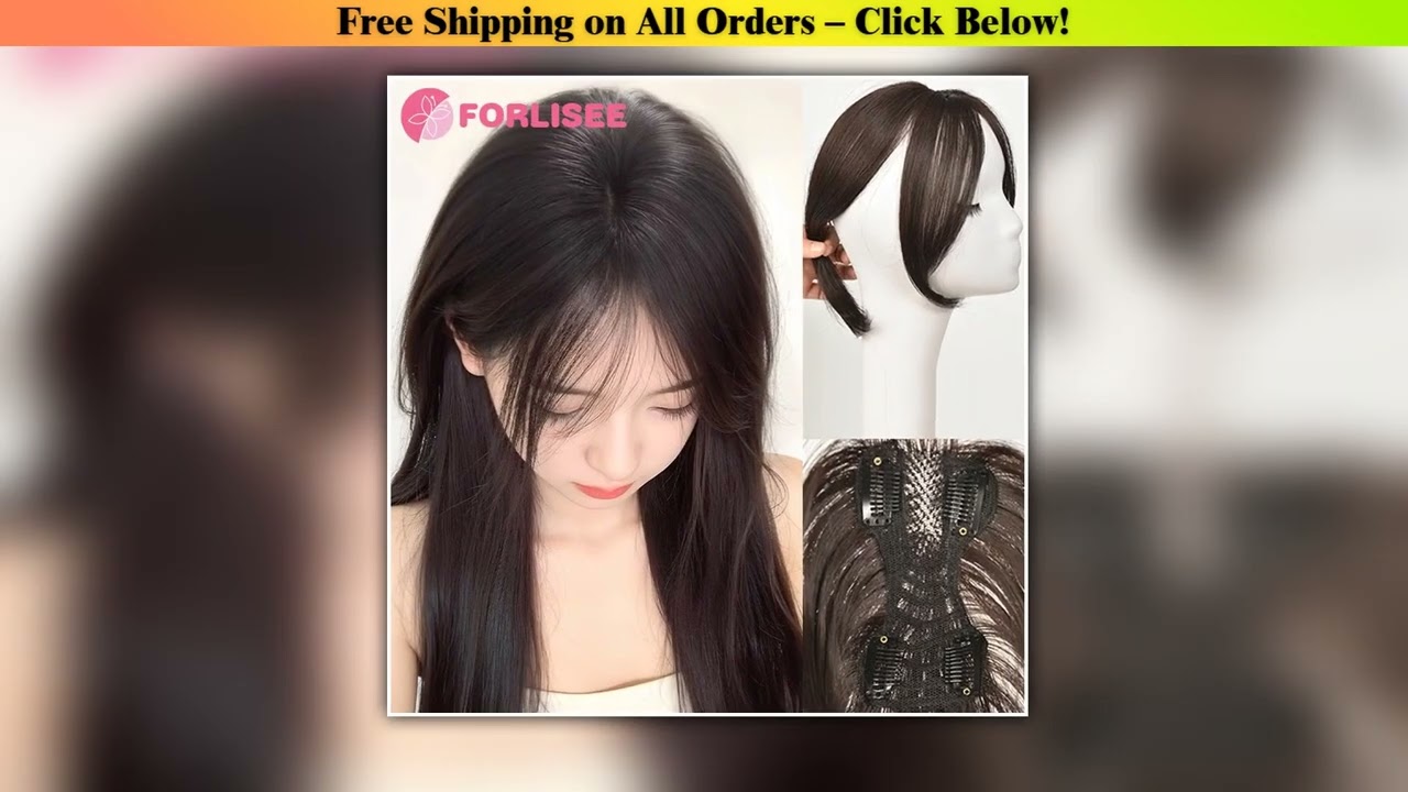 Synthetic Invisible Seamless Head Hair Straight Hair Eightshaped Bangs Head Overhead Natural Invisi